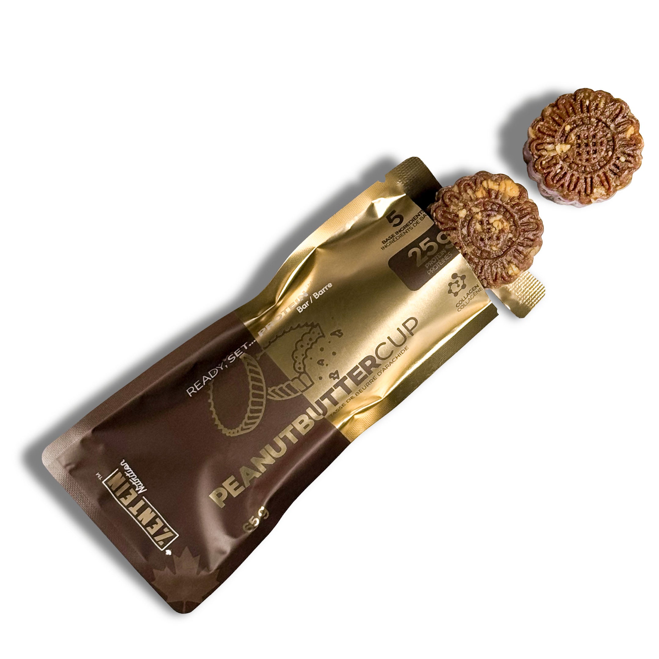 Zentein Peanut Butter Cup package with two pieces shown.