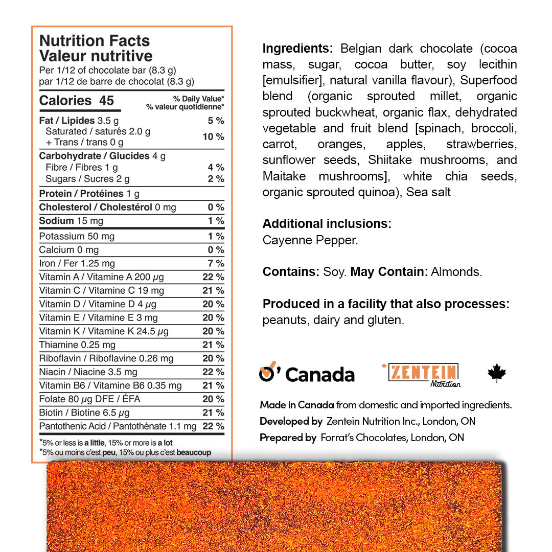 Super Chocolate - Spicy Cayenne (12 servings/chocolate per bar)