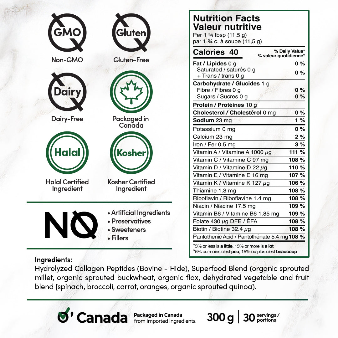 Superfood Collagen Peptide Protein Powder (30 servings/pouch)