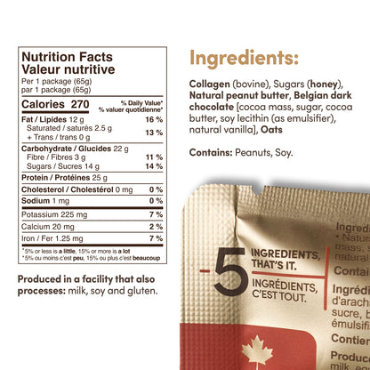 Nutrition facts and ingredients label for Zentein Peanut Butter Cup product.