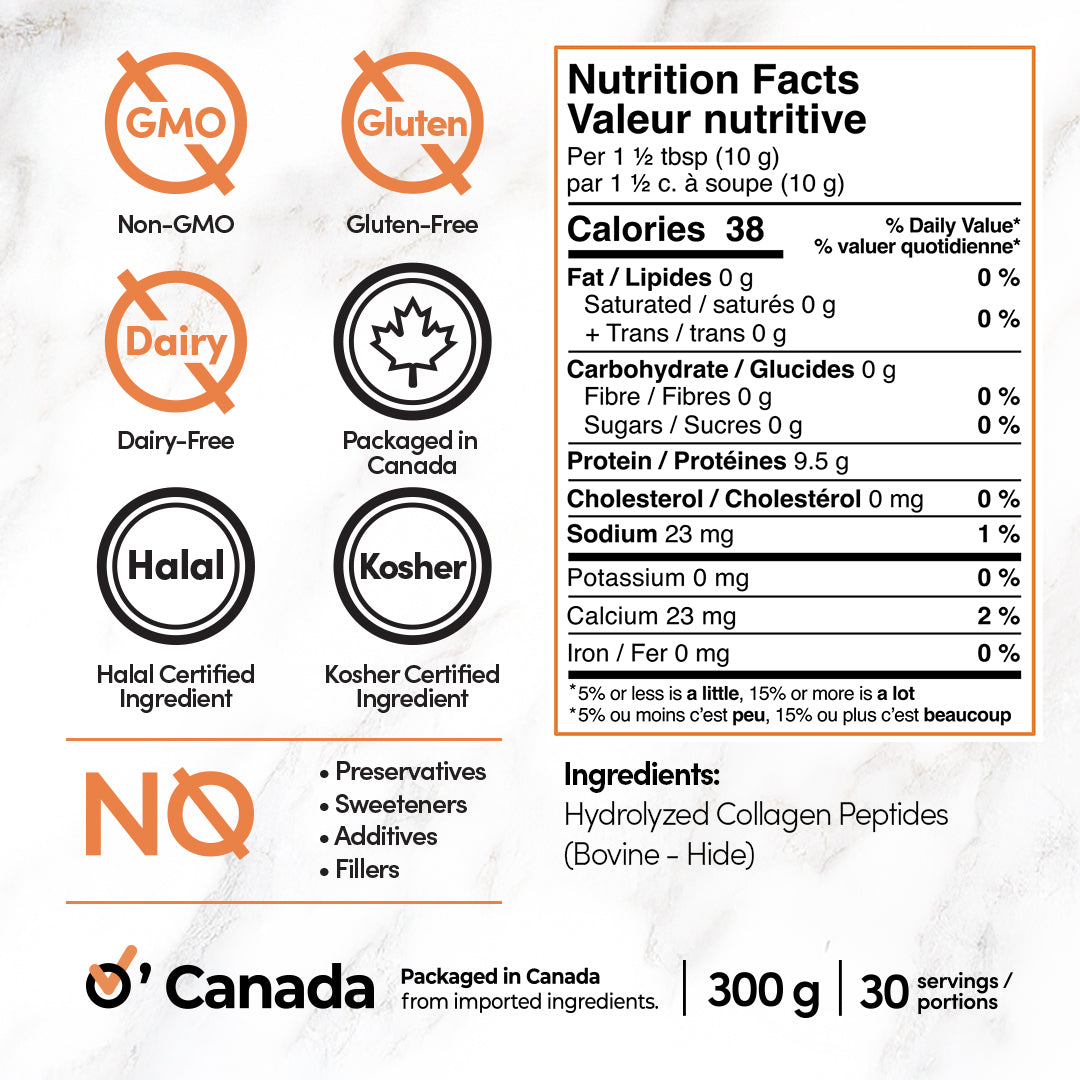 Pure Bovine Collagen Peptide Protein Powder (30 servings/pouch)